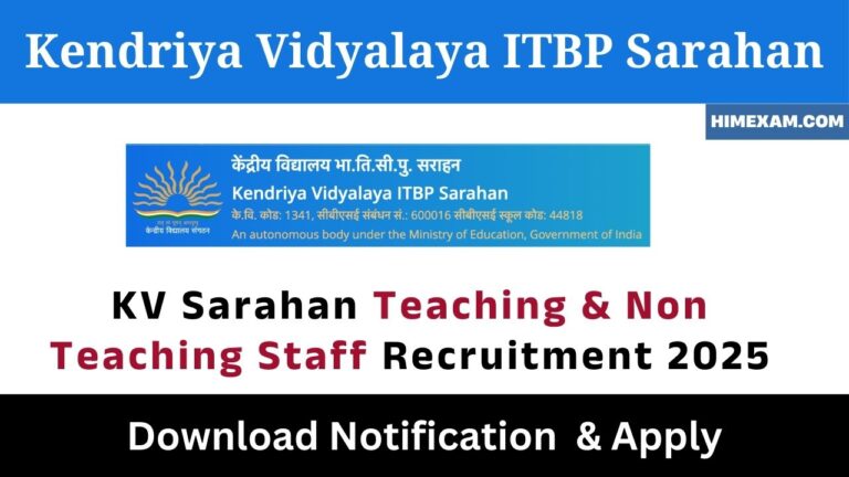 KV Sarahan Teaching & Non Teaching Staff Recruitment 2025