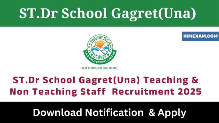 ST.Dr School Gagret(Una) Teaching & Non Teaching Staff Recruitment 2025