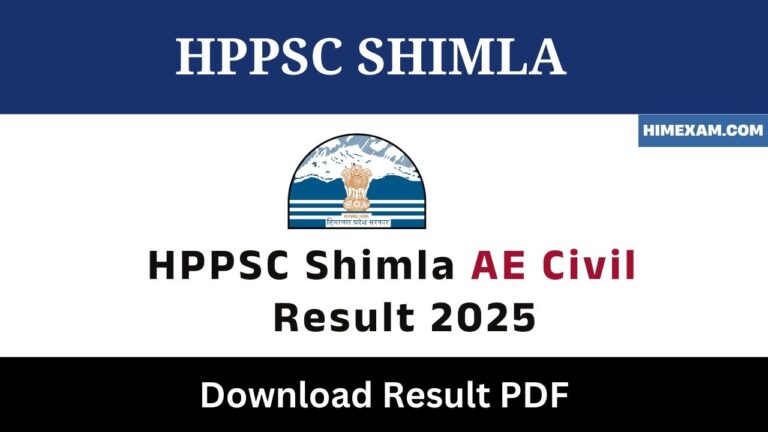 HPPSC Shimla AE Civil Screening Test Result 2025