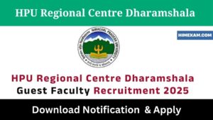 HPU Regional Centre Dharamshala Guest Faculty Recruitment 2025