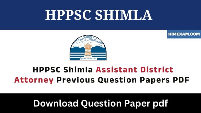 HPPSC Shimla Assistant District Attorney Previous Question Papers PDF