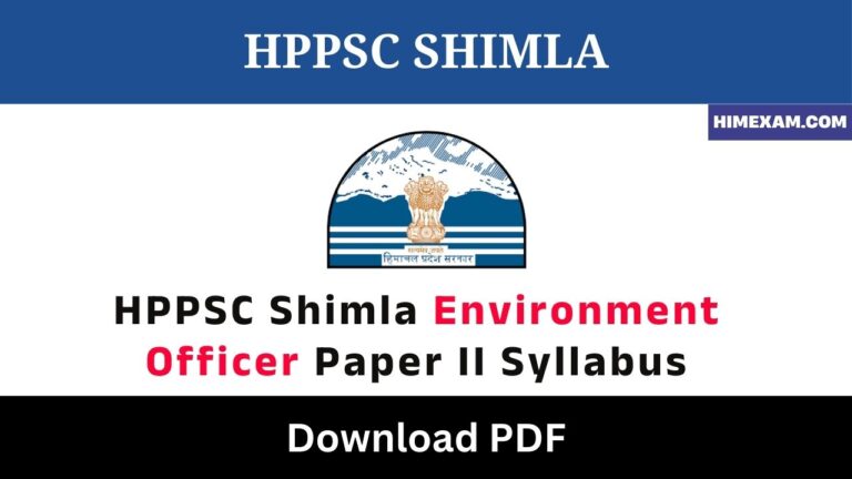 HPPSC Shimla Environment Officer Paper II Syllabus