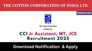 CCI Jr Assistant, MT, JCE Recruitment 2025