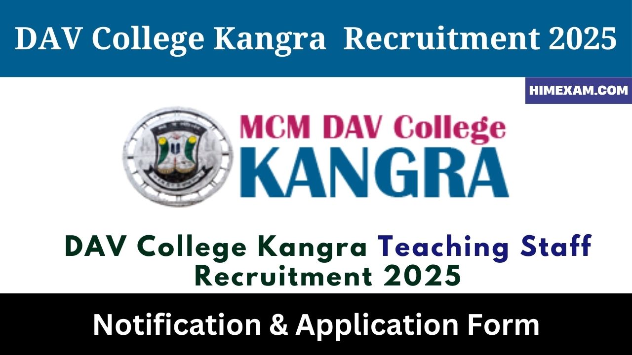 DAV College Kangra Teaching Staff Recruitment 2025