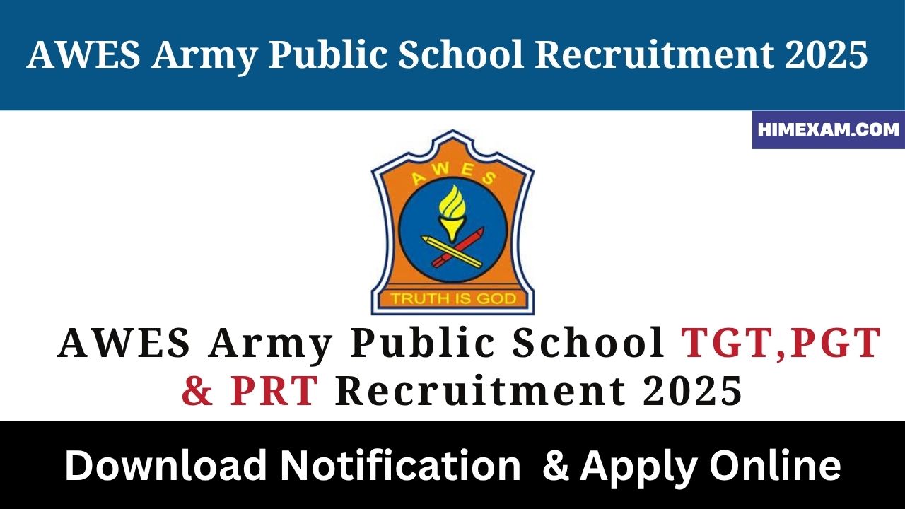 AWES Army Public School TGT,PGT & PRT Recruitment 2025
