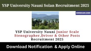 YSP University Nauni Junior Scale Stenographer,Driver & Other Posts Recruitment 2025