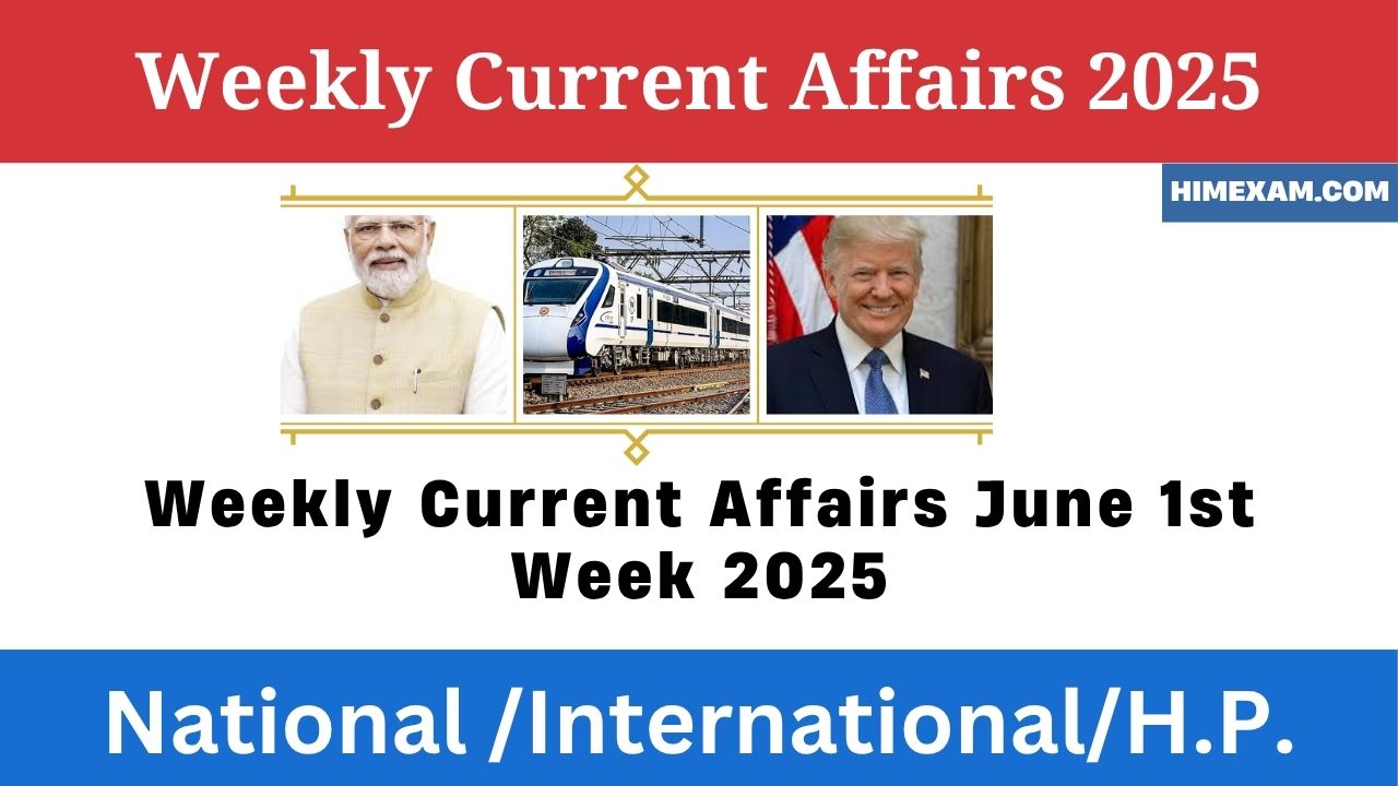 Weekly Current Affairs June 1st Week 2025