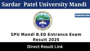 SPU Mandi B.ED Entrance Exam Result 2025