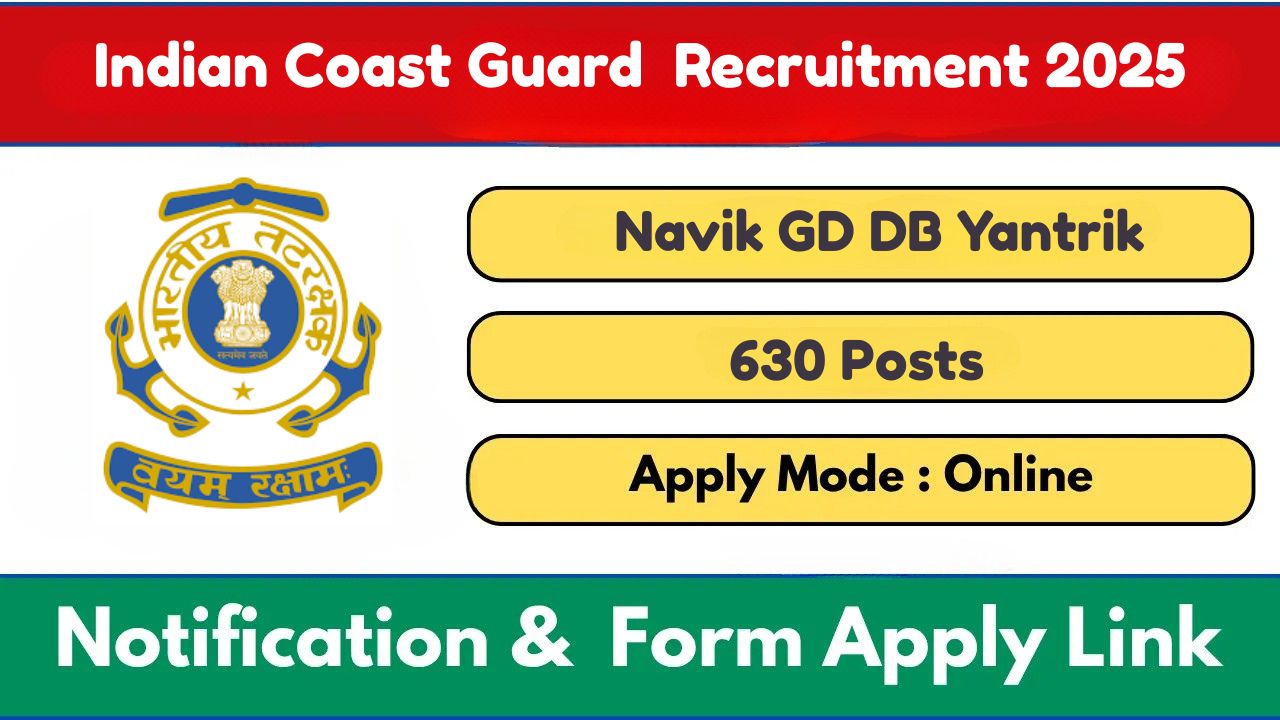 Indian Coast Guard GD DB Yantrik Recruitment 2025