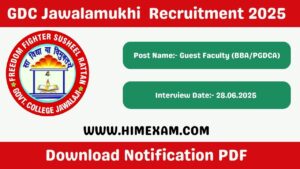 GDC Jawalamukhi Guest Faculty Recruitment 2025