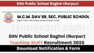 DAV Public School Baghni (Nurpur) Teaching Staff Recruitment 2025