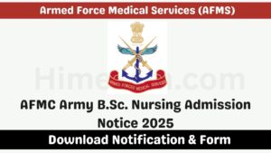 AFMC Army B.Sc. Nursing Admission Notice 2025