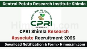 CPRI Shimla Research Associate Recruitment 2025
