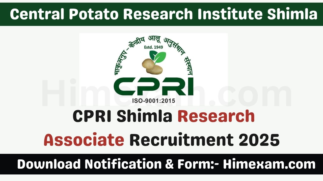 CPRI Shimla Research Associate Recruitment 2025