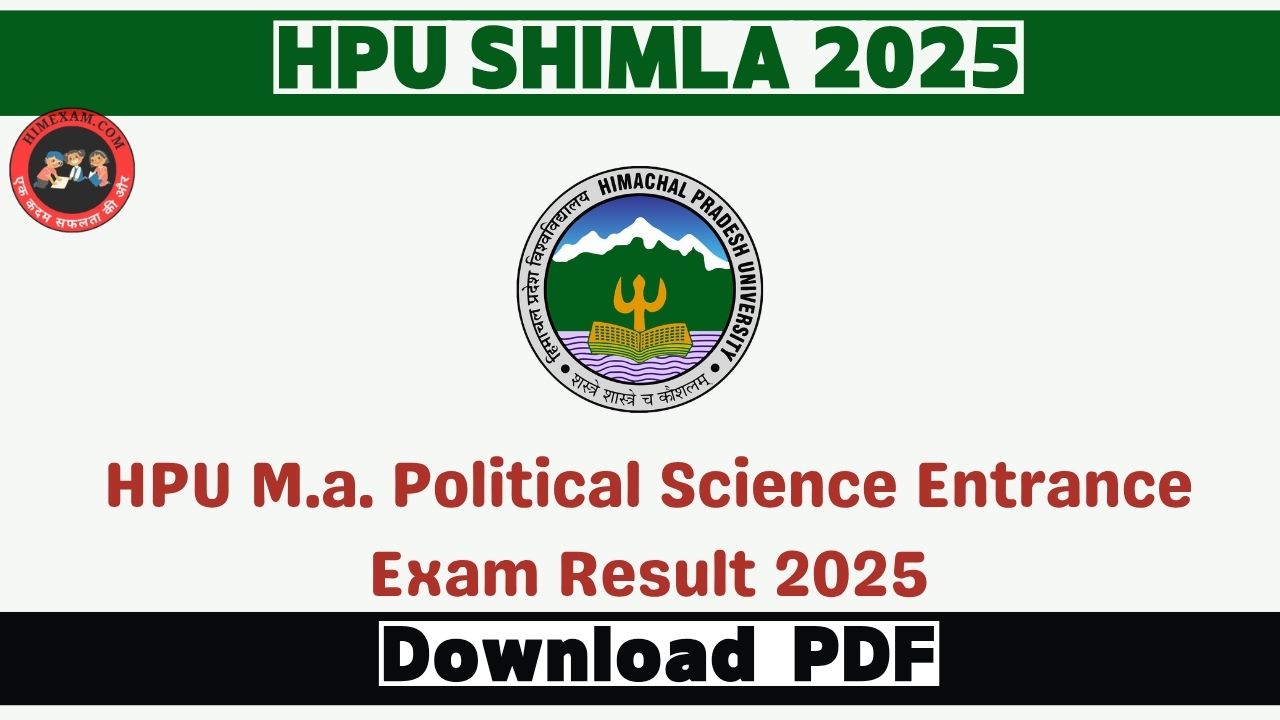 HPU M.a. Political Science Entrance Exam Result 2025