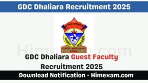 GDC Dhaliara Guest Faculty Recruitment 2025