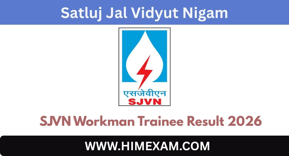SJVN Workman Trainee Result 2026