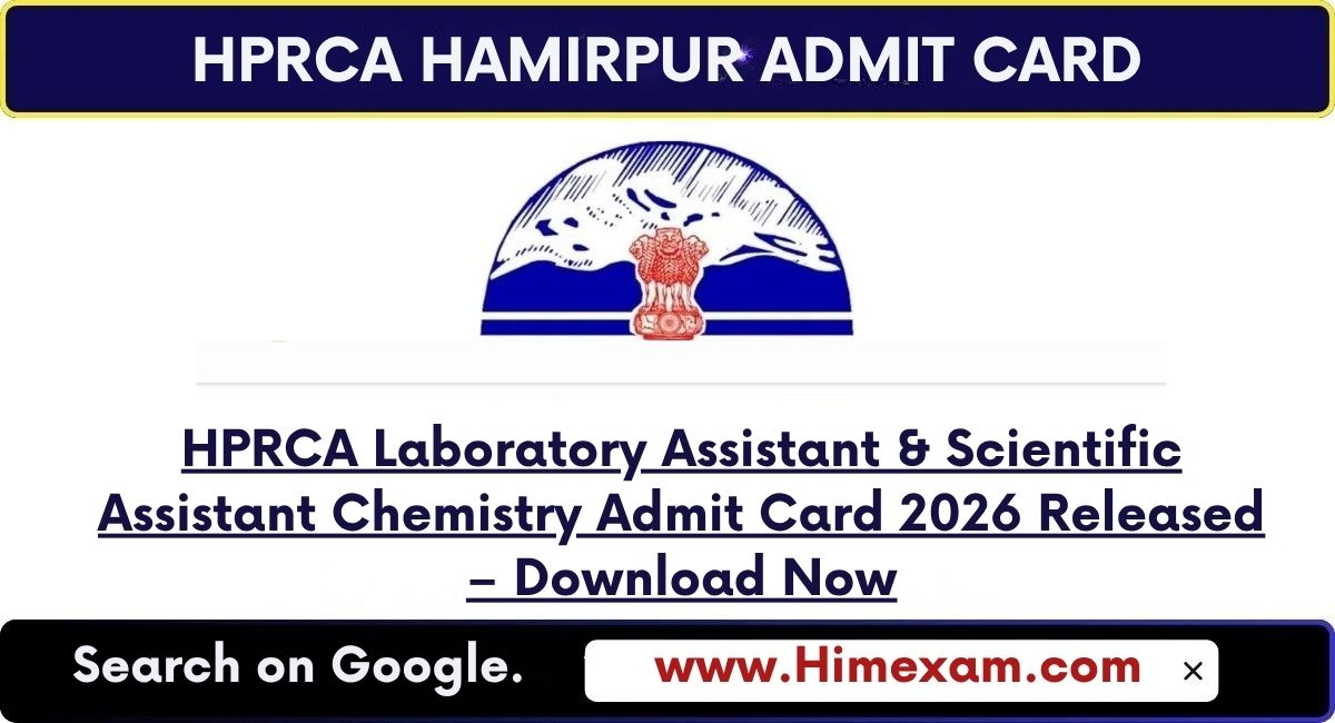 HPRCA Laboratory Assistant & Scientific Assistant Chemistry Admit Card 2026 Released – Download Now