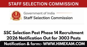 SSC Selection Post Phase 14 Recruitment 2026