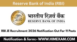 RBI JE Recruitment 2026 Notification Out For 11 Posts