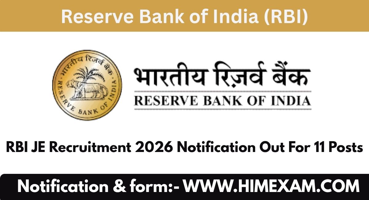 RBI JE Recruitment 2026 Notification Out For 11 Posts