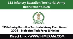 133 Infantry Battalion Territorial Army Recruitment 2026 – Ecological Task Force (Shimla)