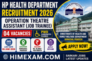 Hp Health Department Recruitment 2026 for Operation Theatre Assistant Posts – Apply Offline