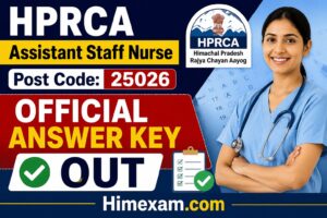 HPRCA Assistant Staff Nurse Post Code: 25026 Official Answer key