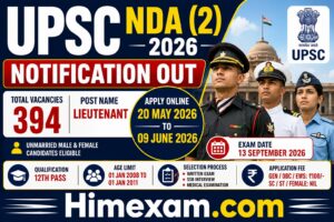 UPSC NDA 2 2026 Notification Out for 394 Vacancies, Apply Online