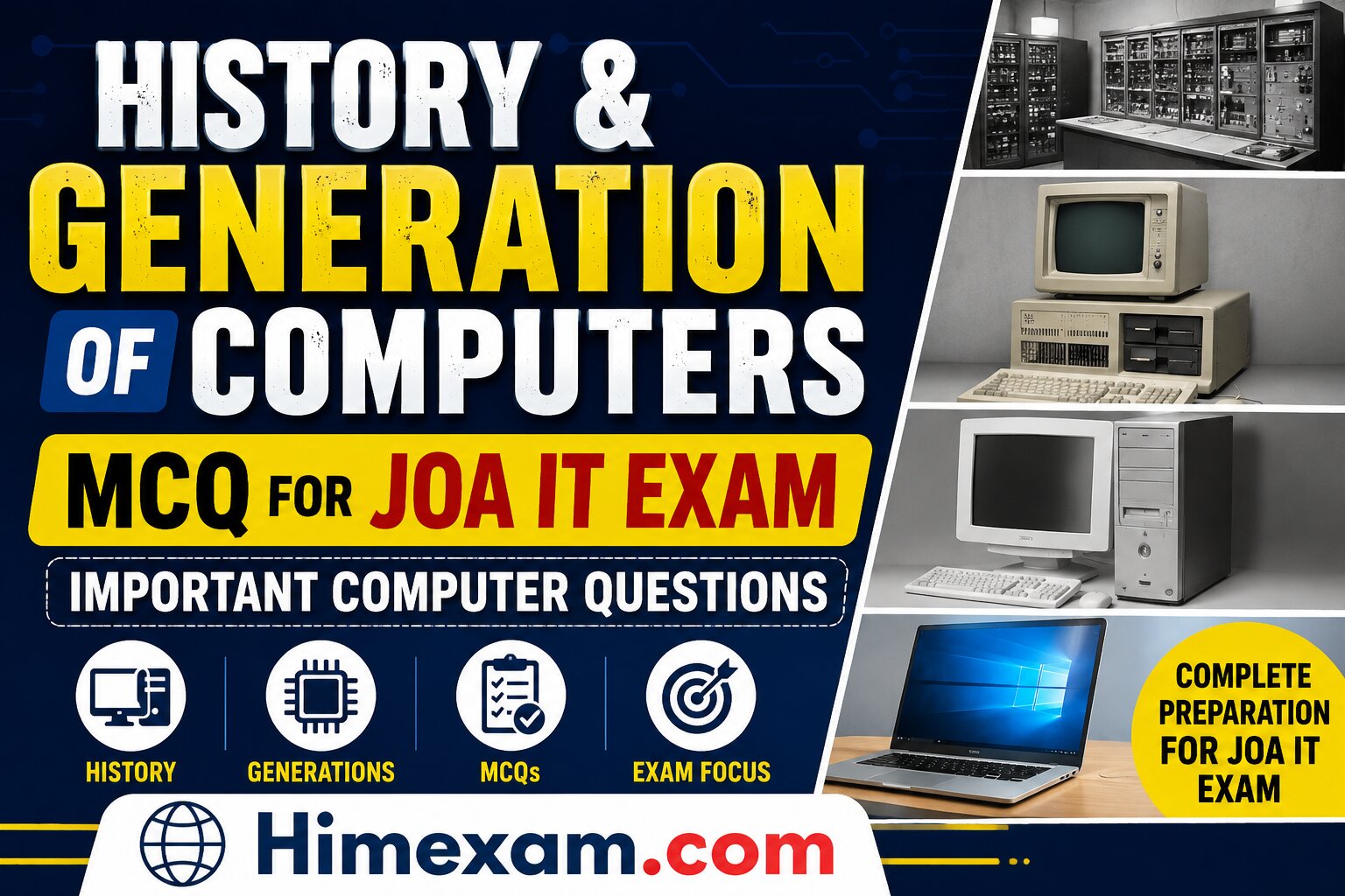 History & Generation of Computers MCQ for JOA IT Exam | Important Computer Questions