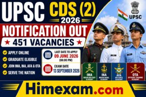 UPSC CDS 2 2026 Notification Out for 451 Vacancies, Apply Online