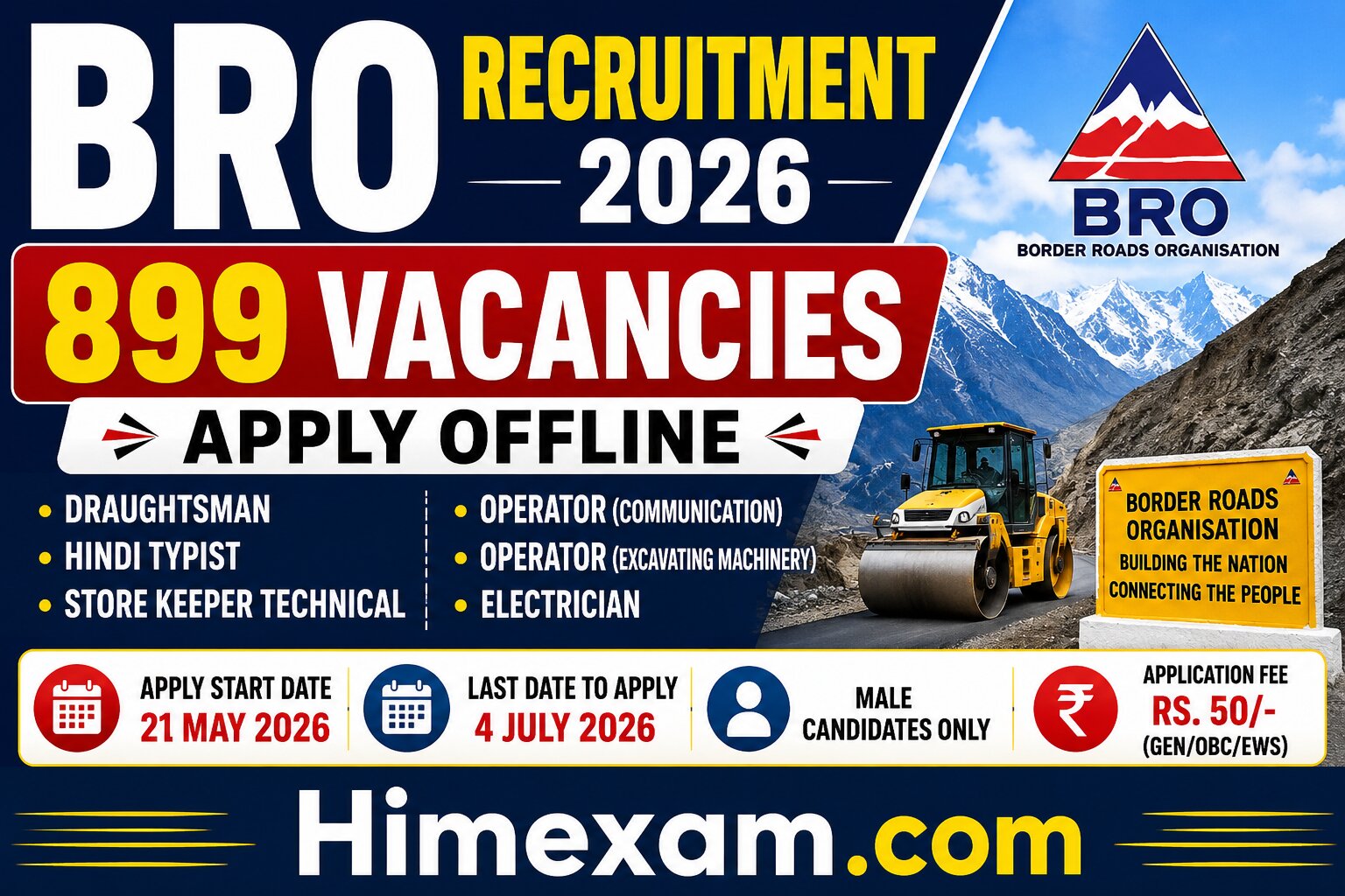 BRO Recruitment 2026 Notification Out for 899 Posts, Apply Offline for GREF Vacancies