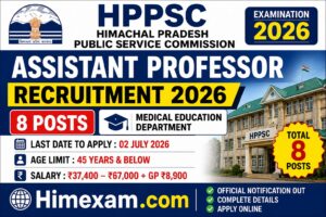 HPPSC Assistant Professor Recruitment 2026 Notification Out for 8 Medical Education Posts
