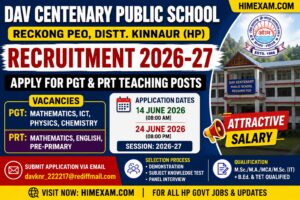 DAV Centenary Public School Reckong Peo Recruitment 2026 – Apply for PGT and PRT Teaching Posts