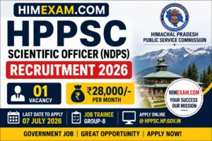 HPPSC Scientific Officer (NDPS) Recruitment 2026: Apply Online for 1 Post
