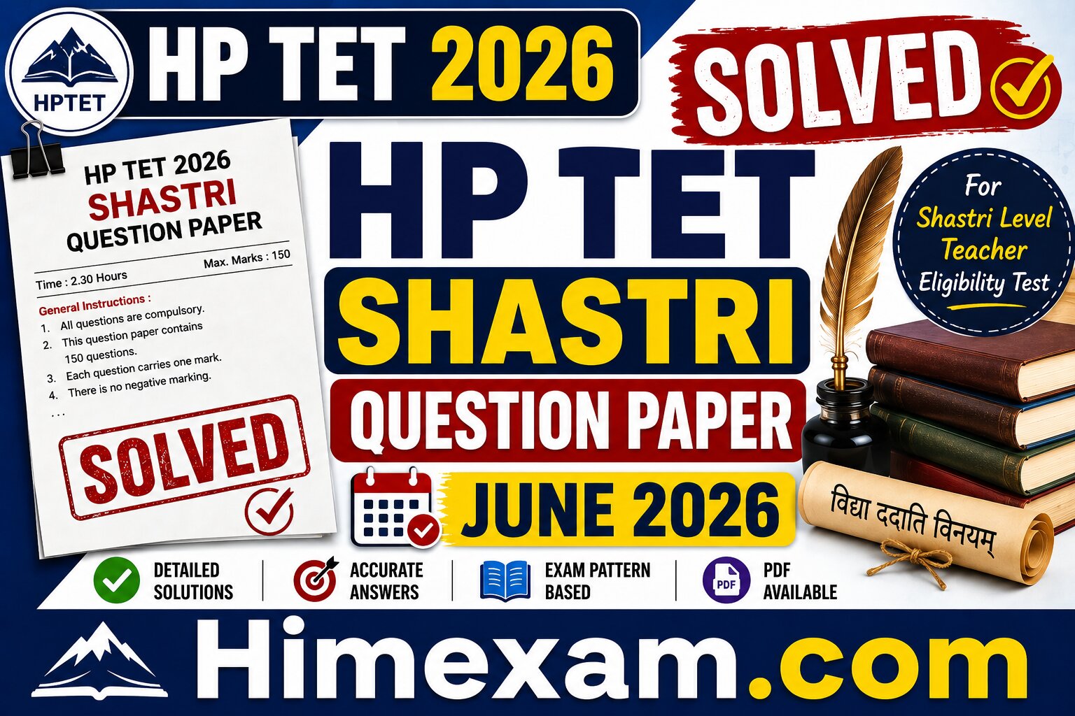 Solved HP TET Shastri Question Paper June 2026