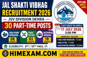 Jal Shakti Vibhag Dehra Recruitment 2026: Apply Offline for 30 Para Pump Operator, Para Fitter & Multipurpose Worker Posts