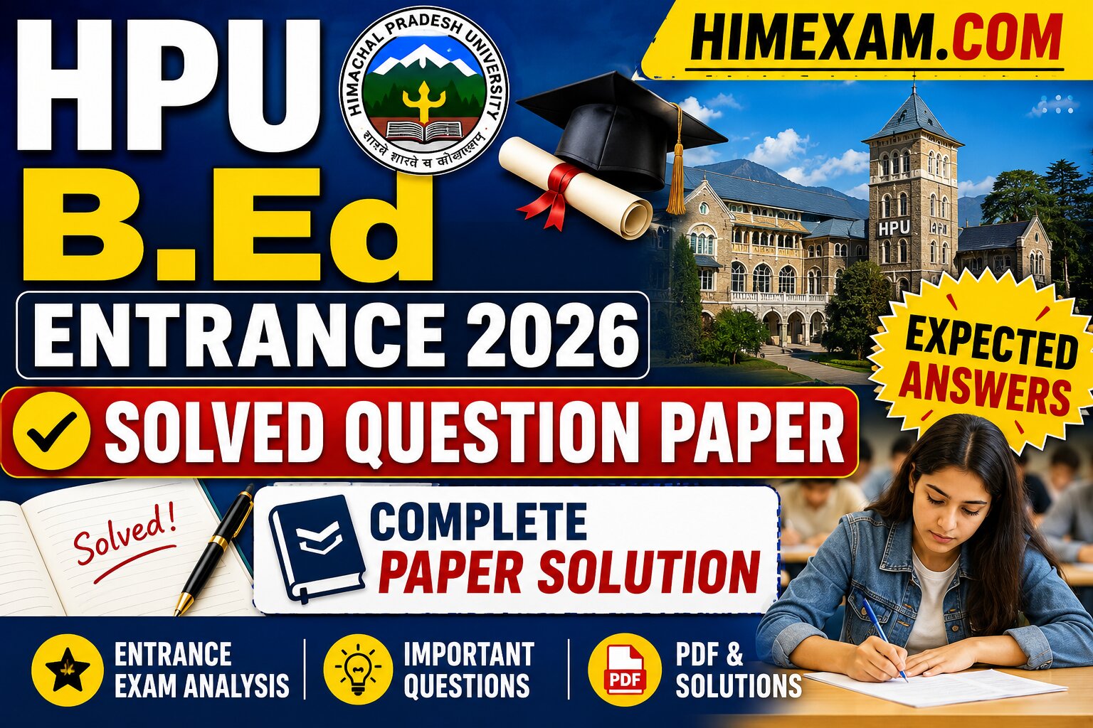 Solved HPU B.ed Entrance Paper 2026