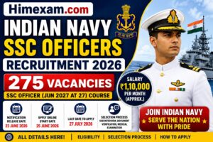 Indian Navy SSC Officers Recruitment 2026 Notification Out for 275 Posts | Apply Online