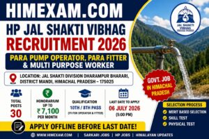 Jal Shakti Vibhag Dharampur Bharari Recruitment 2026