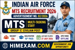 Indian Air Force MTS Recruitment 2026 Notification Out for 06 Posts, Apply Offline