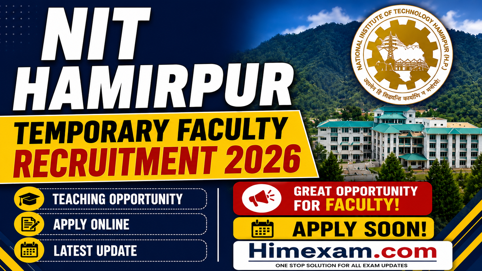 NIT Hamirpur Temporary Faculty Recruitment 2026