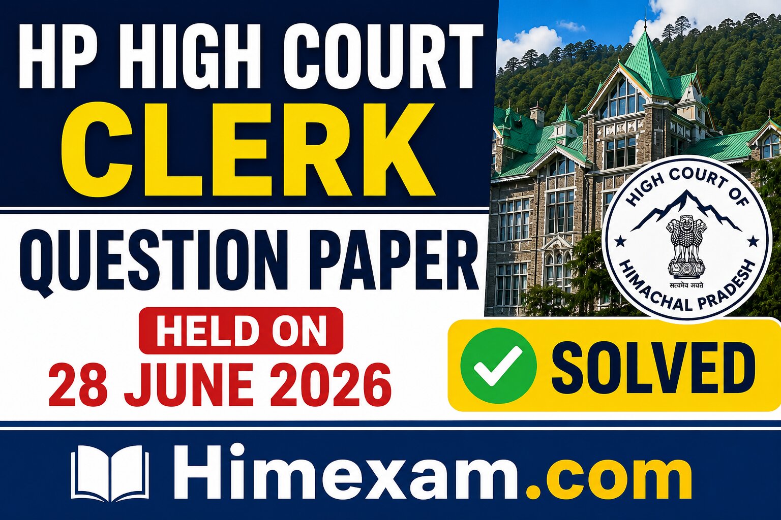 Solved HP High Court Clerk Question Paper Held On 28 June 2026