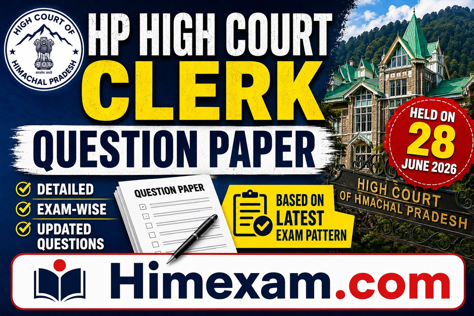 HP High Court Clerk Question Paper Held On 28 June 2026