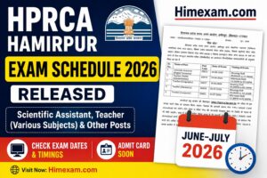 HPRCA Hamirpur Exam Schedule 2026 Released for Scientific Assistant and Teacher Posts