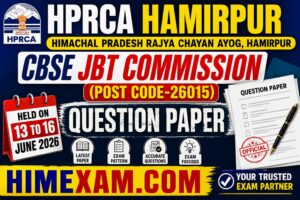 HPRCA Hamirpur CBSE JBT Commission (Post Code-26015) Question Paper Held On 13 TO 16 JUNE 2026