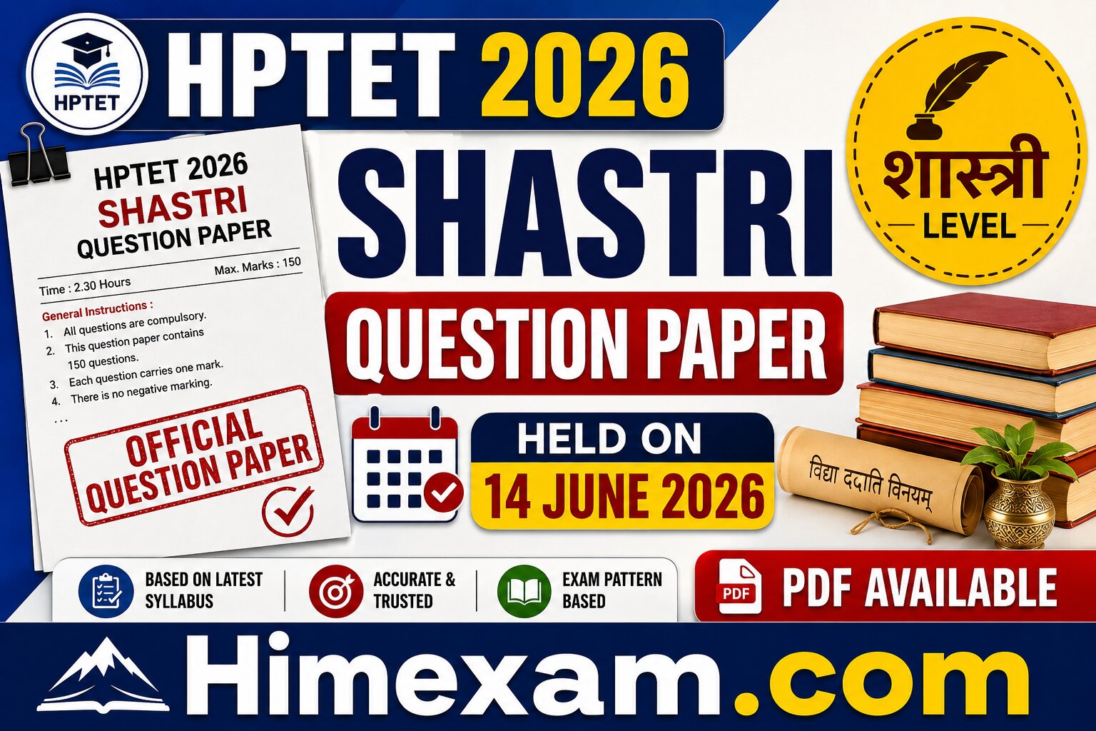 HPTET Shastri Question Paper Held On 14 June 2026