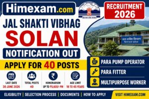 Jal Shakti Vibhag Solan Recruitment 2026 Notification Out for Para Pump Operator, Para Fitter & Multipurpose Worker Posts