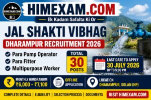 Jal Shakti Vibhag Dharampur Recruitment 2026: Apply for Para Pump Operator, Para Fitter & Multipurpose Worker Posts