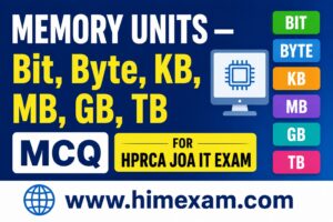 Memory Units — Bit, Byte, KB, MB, GB, TB MCQ For HPRCA JOA IT Exam